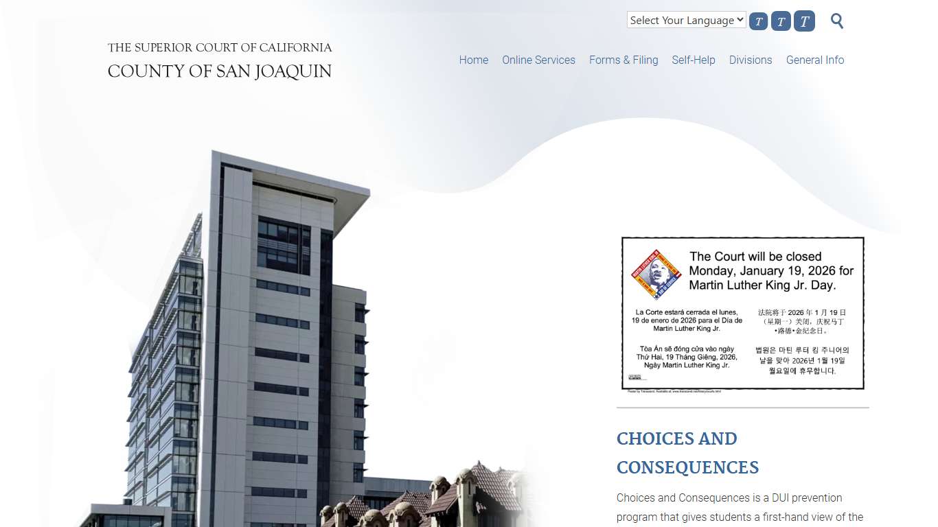 Superior Court of CA – County of San Joaquin – Superior Court of CA