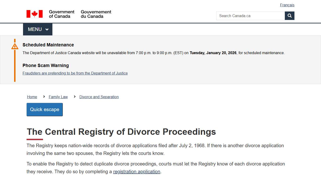 The Central Registry of Divorce Proceedings