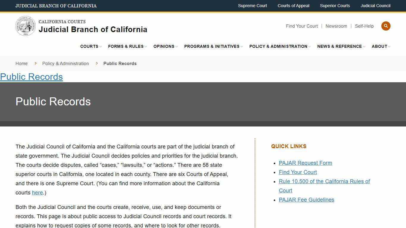 Public Records | Judicial Branch of California